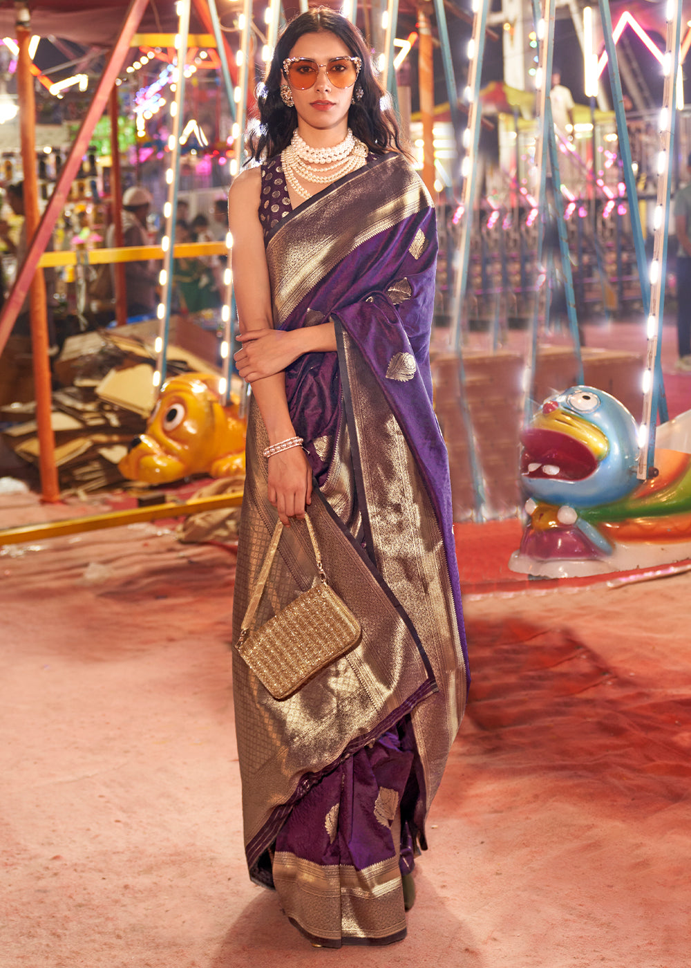 Voodoo Purple Banarasi Handloom Silk Saree