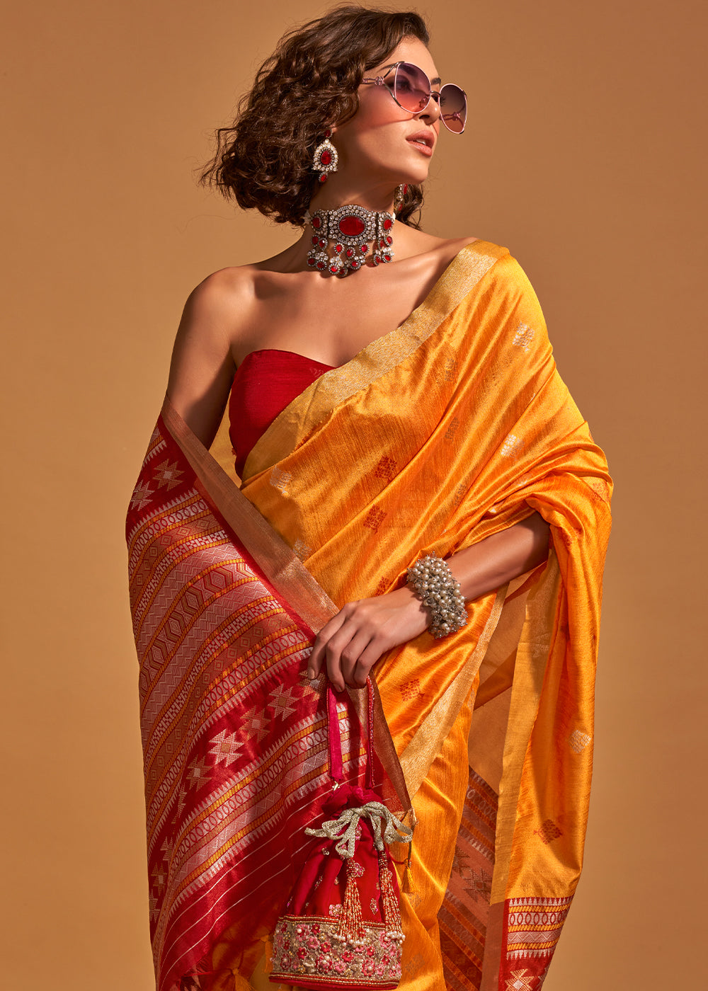 Zest Yellow Handloom Banarasi Silk Saree