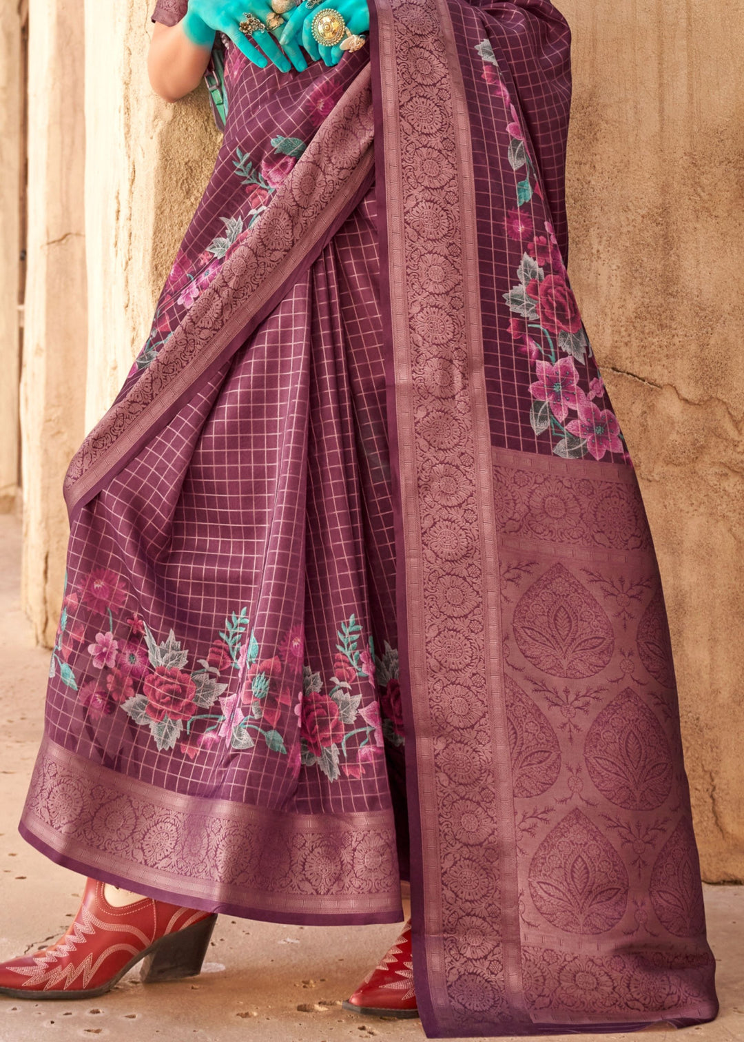 Orchid Pearl Purple Georgette Handloom Printed Saree