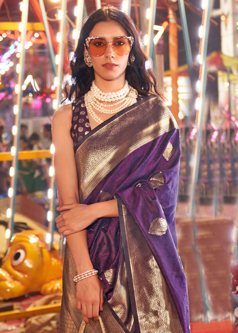 Voodoo Purple Banarasi Handloom Silk Saree