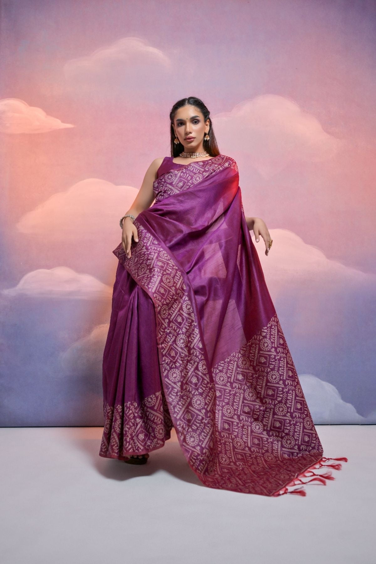 Camelot Purple Banarasi Raw Silk Saree