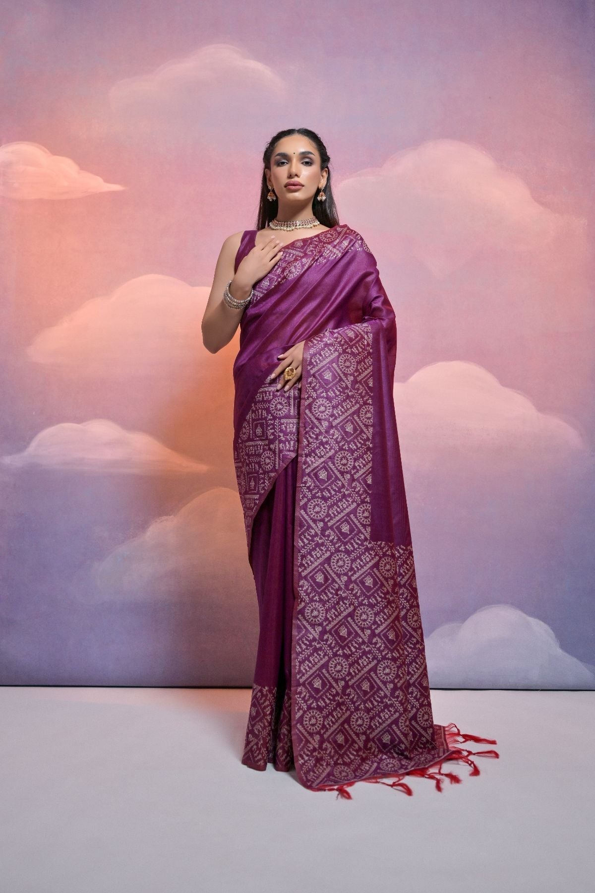 Camelot Purple Banarasi Raw Silk Saree