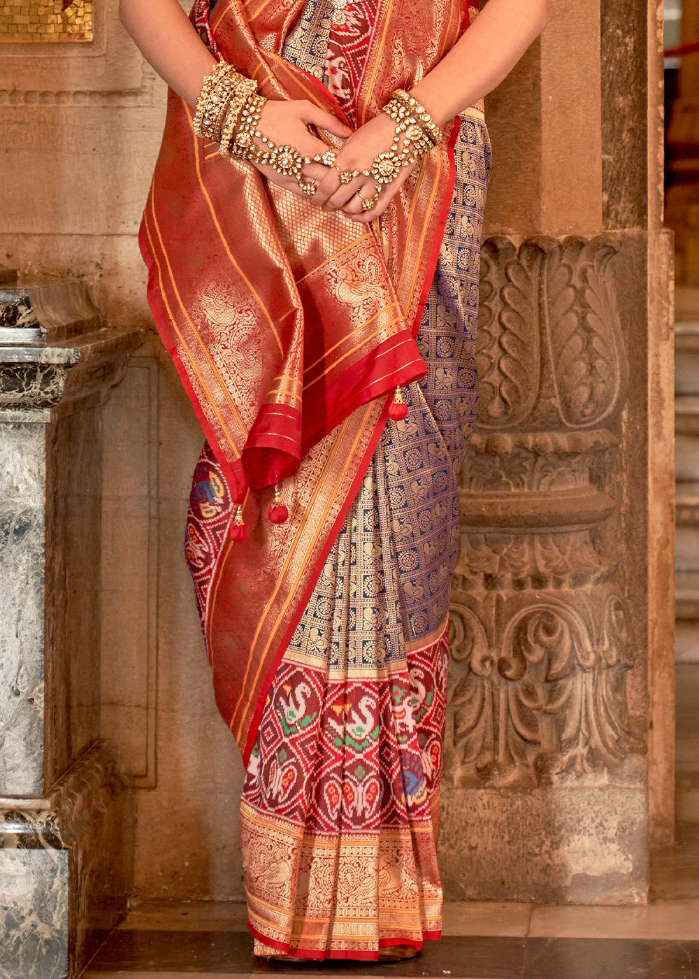 Au Chico Brown Zari Woven Banarasi Meenkari Silk Saree