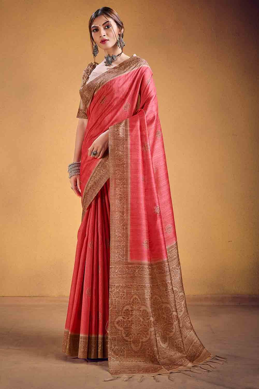 Jelly Bean Pink Cotton Silk Saree