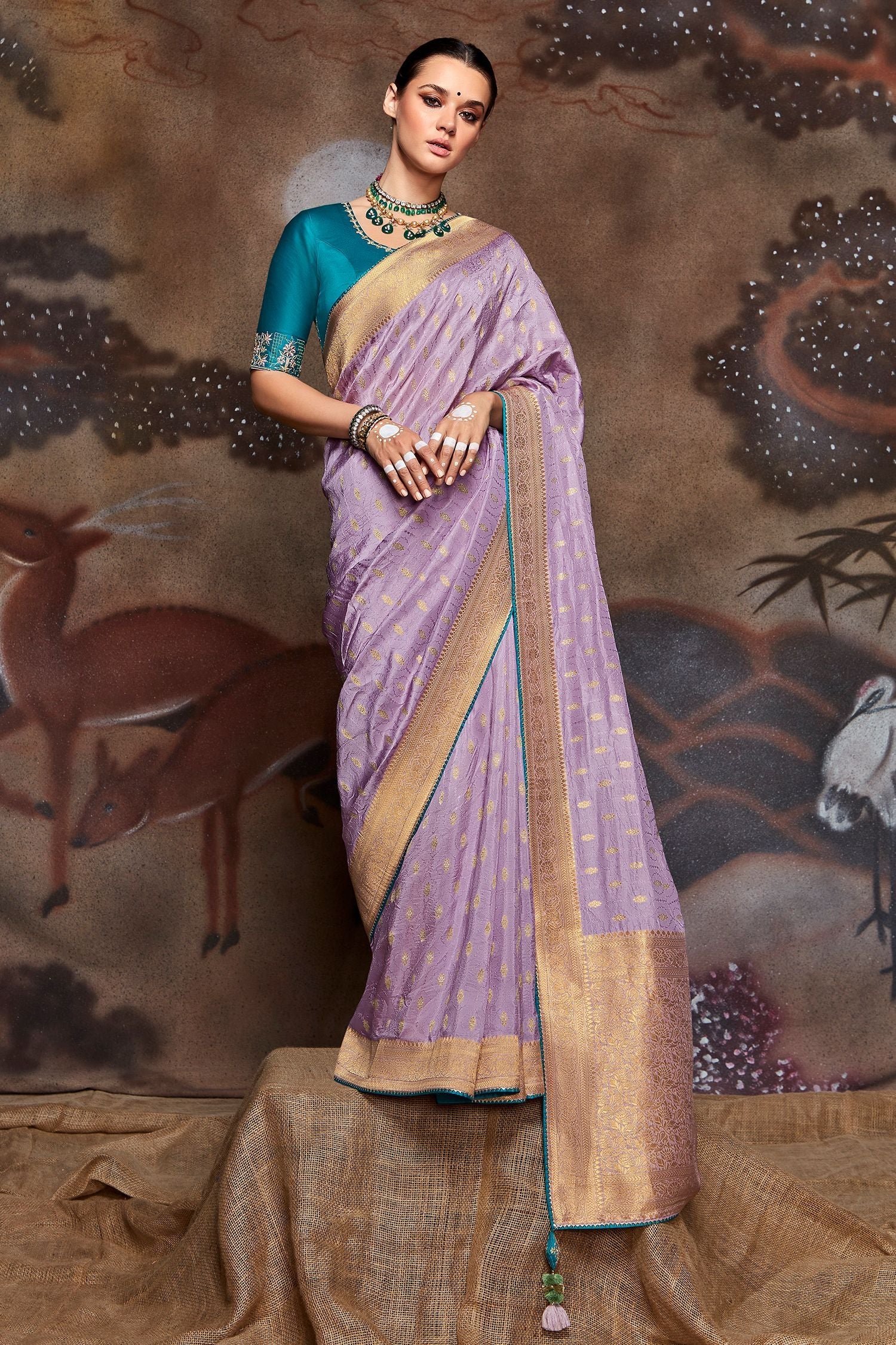 Thistle Purple Woven Banarasi Art Silk Saree