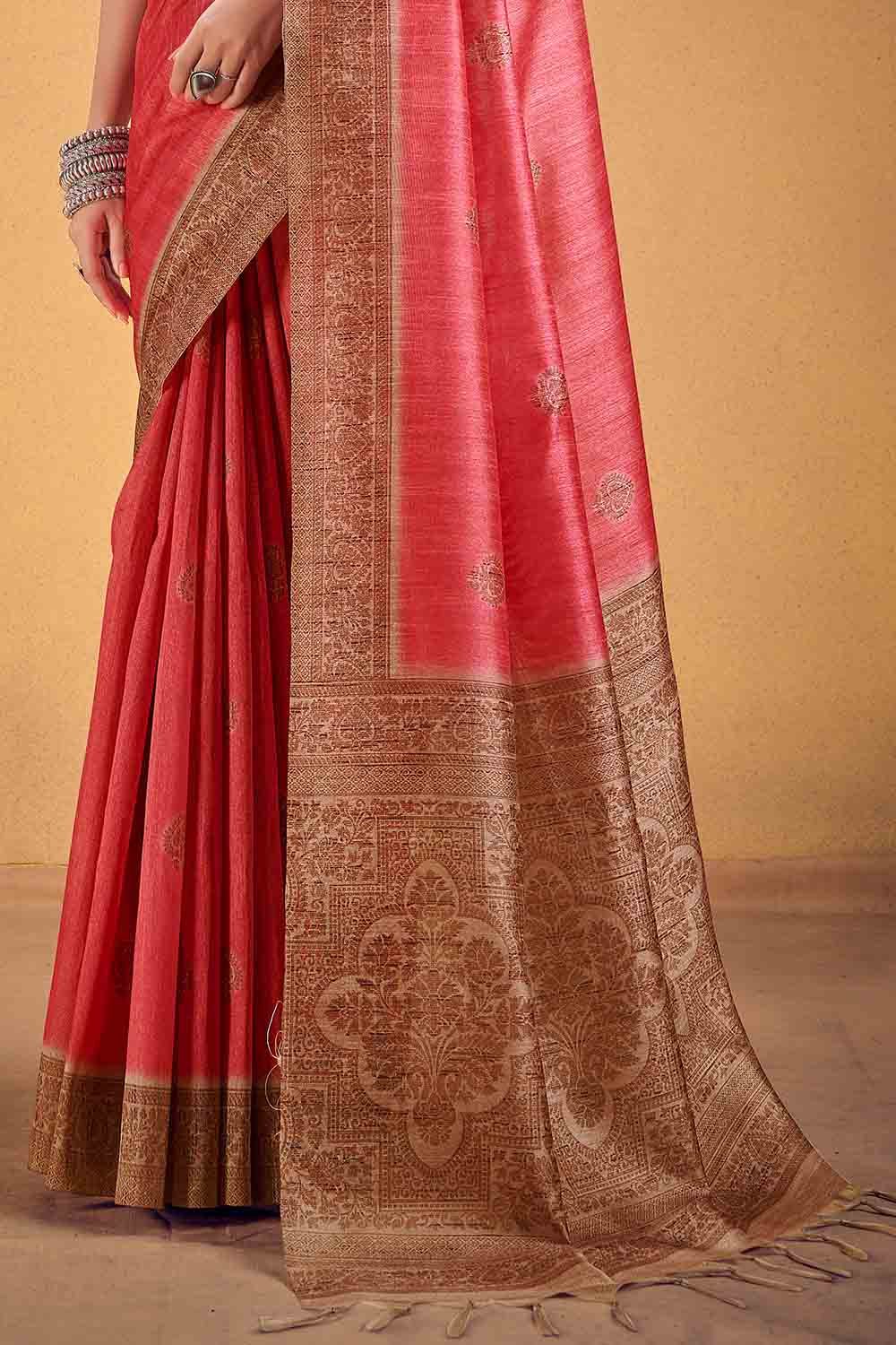 Jelly Bean Pink Cotton Silk Saree