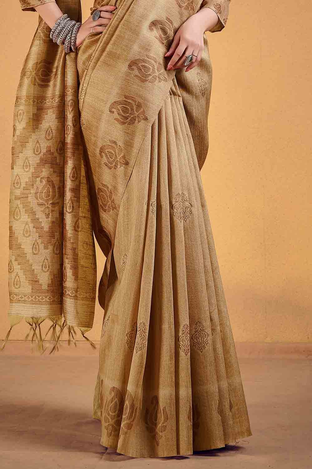 Teak Brown Cotton Silk Saree