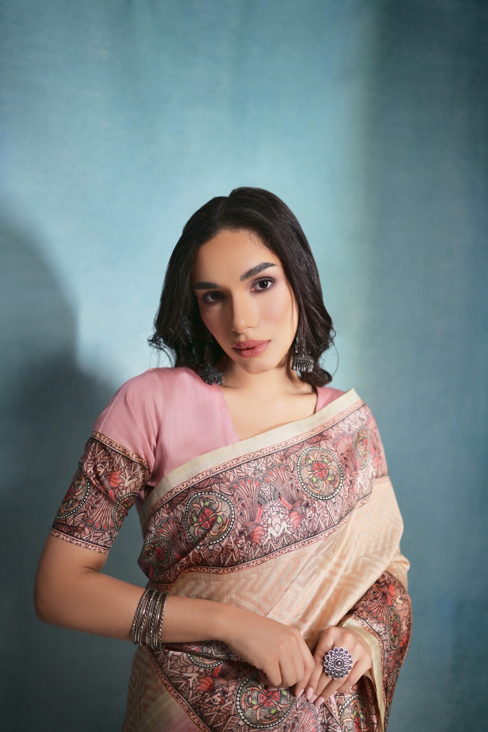 Desert Sand Cream Cotton Kalamkari Silk Saree