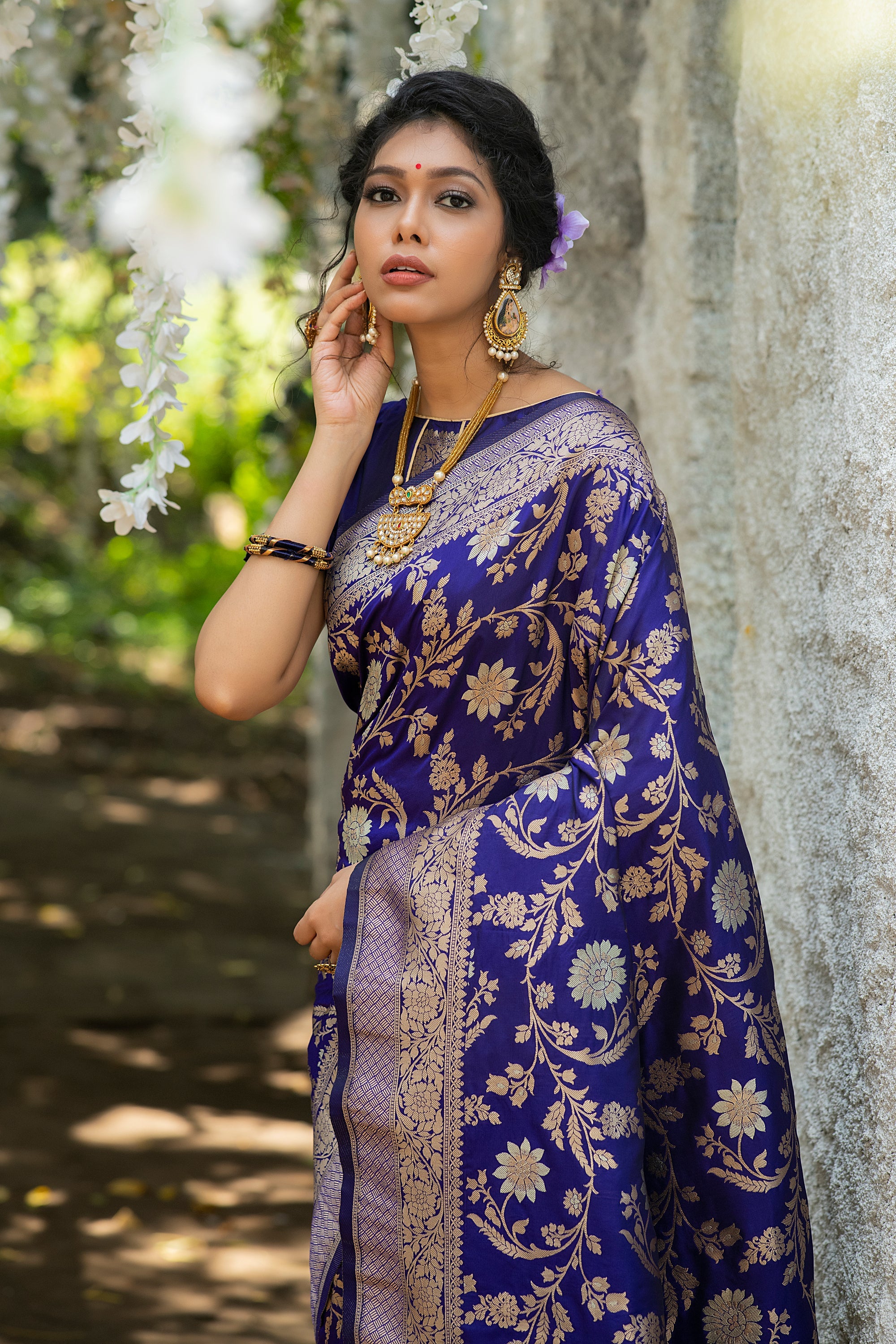 Bossanova Blue Woven Banarasi Silk Saree