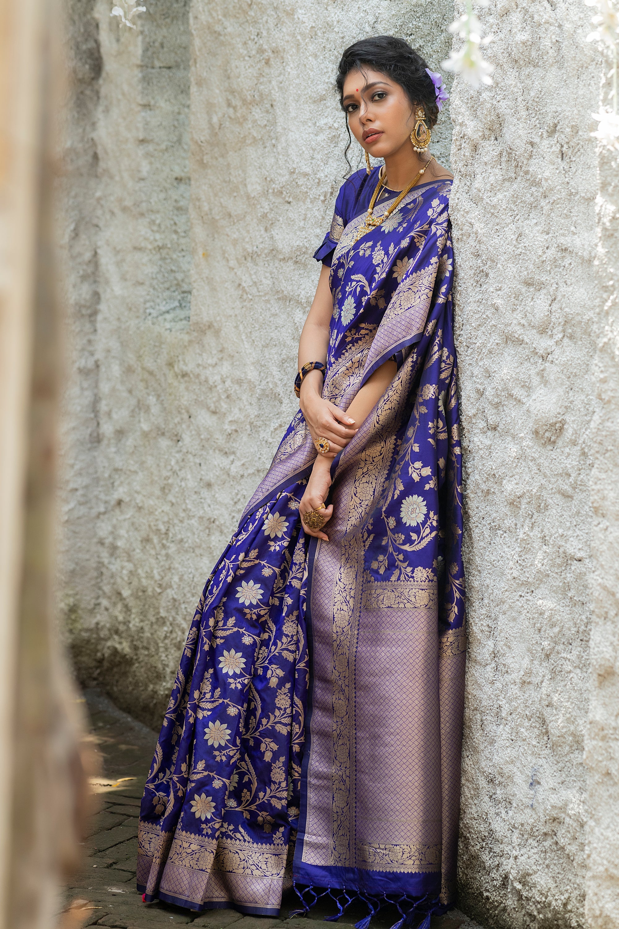 Bossanova Blue Woven Banarasi Silk Saree