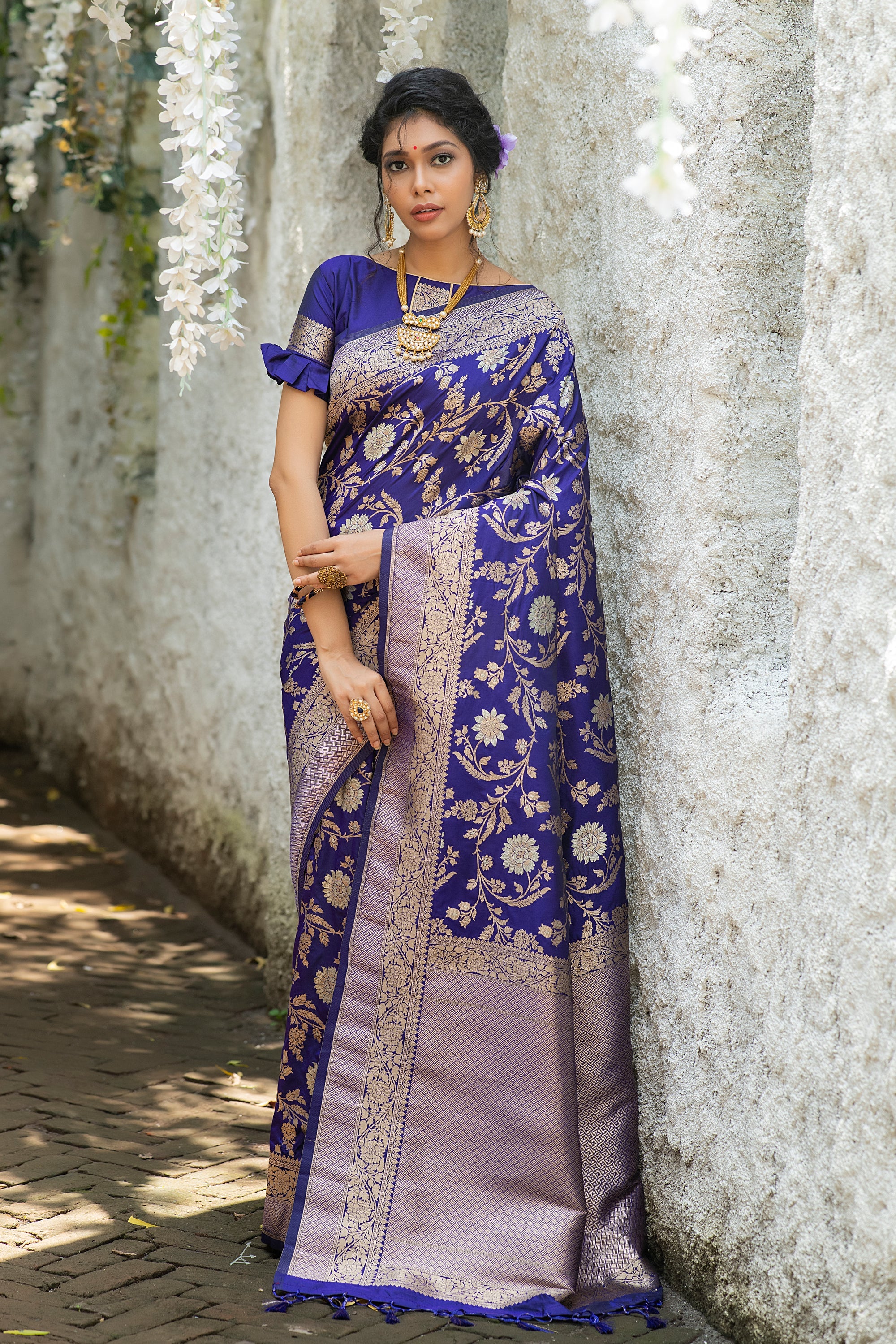 Bossanova Blue Woven Banarasi Silk Saree