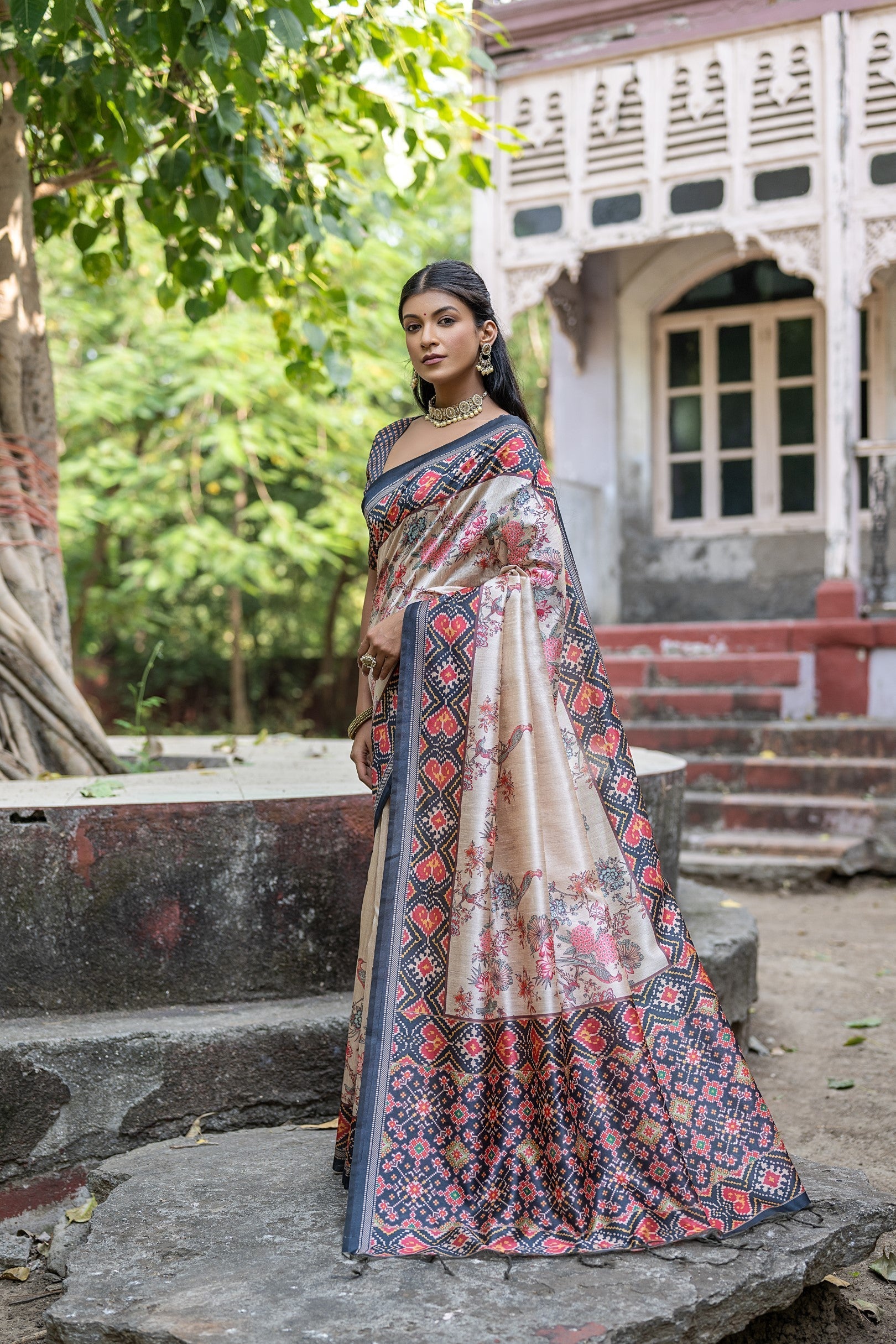 Tuna Black Tussar Silk Saree