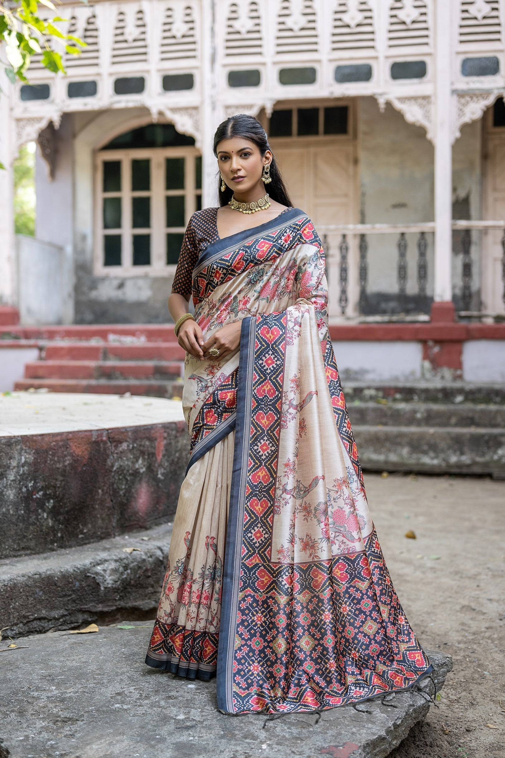 Tuna Black Tussar Silk Saree