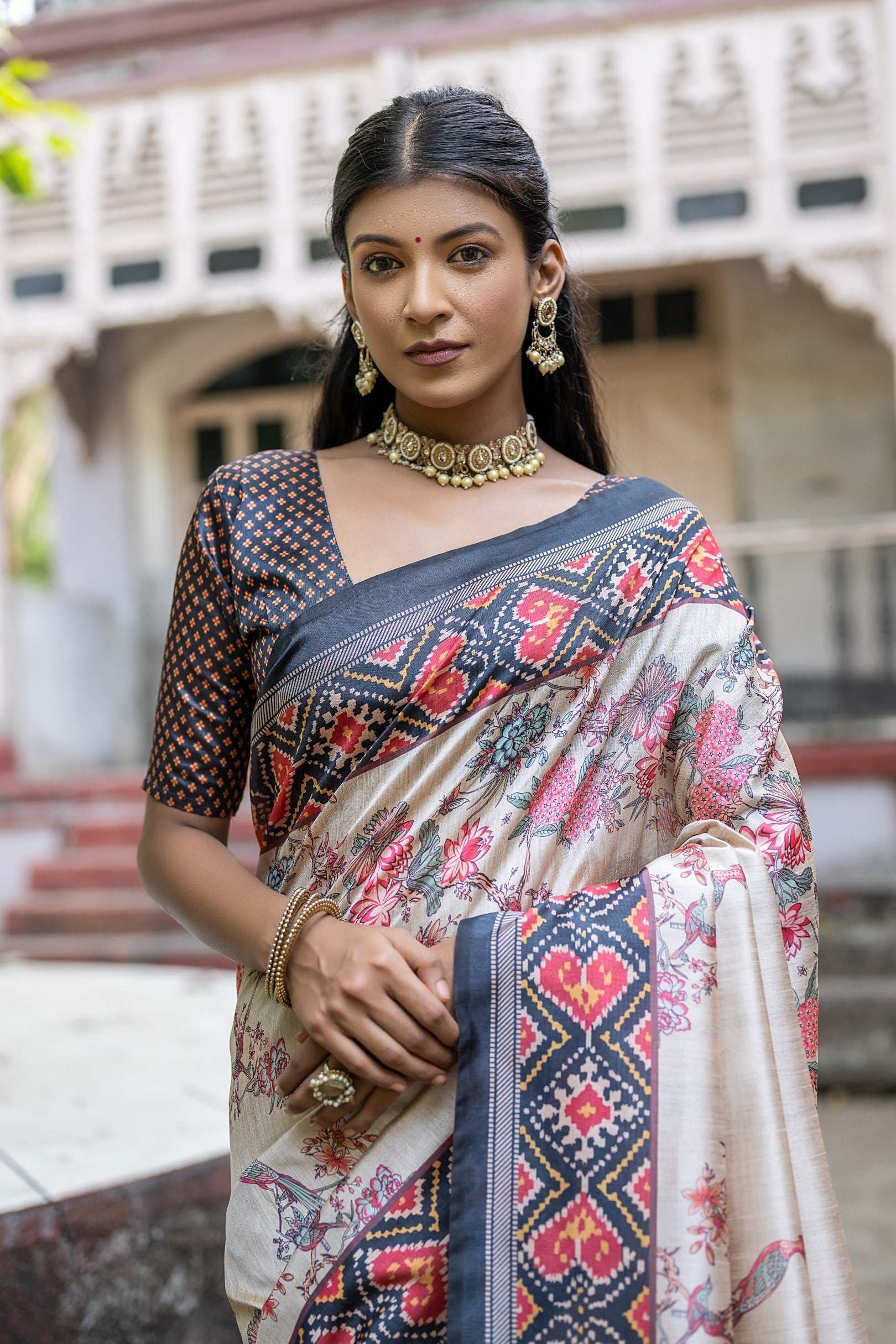 Tuna Black Tussar Silk Saree