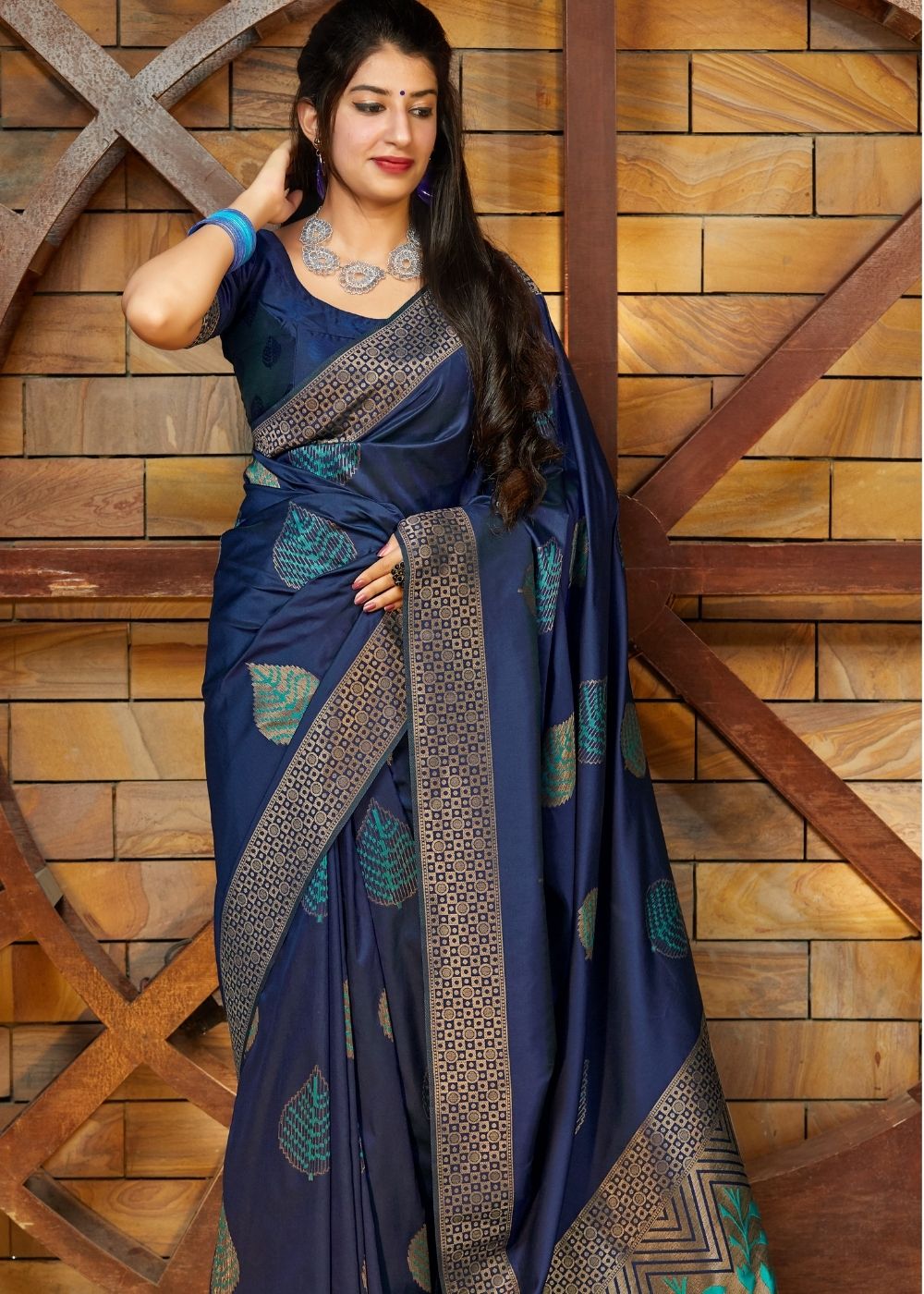 Bright Blue Zari Woven Banarasi Saree