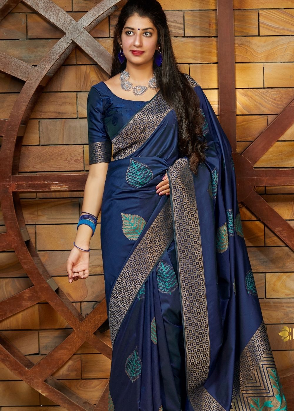 Bright Blue Zari Woven Banarasi Saree