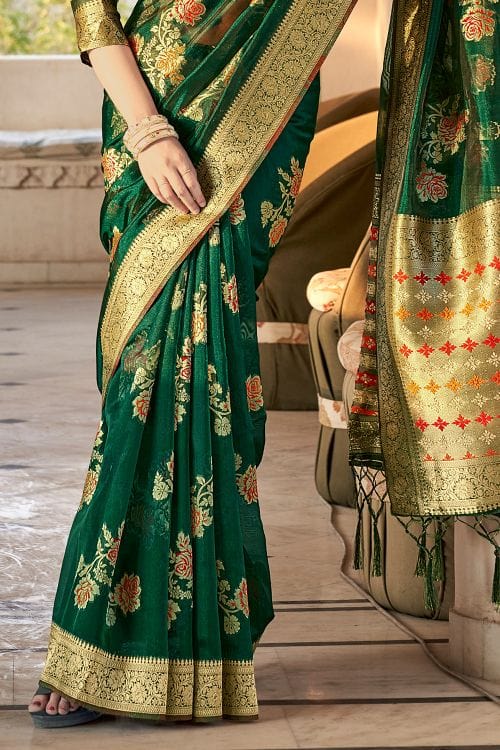 Bush Green Organza Saree