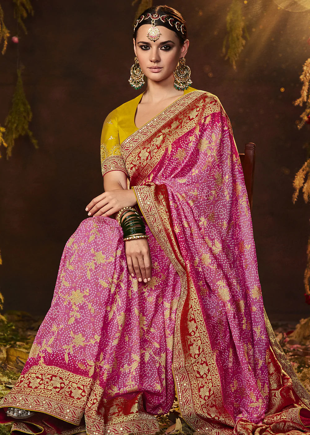 Cinnamon Pink Woven Georgette Designer Saree with Embroidered Blouse