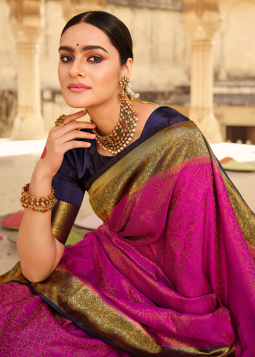 Blush Purple Zari Woven Kanjivaram Saree