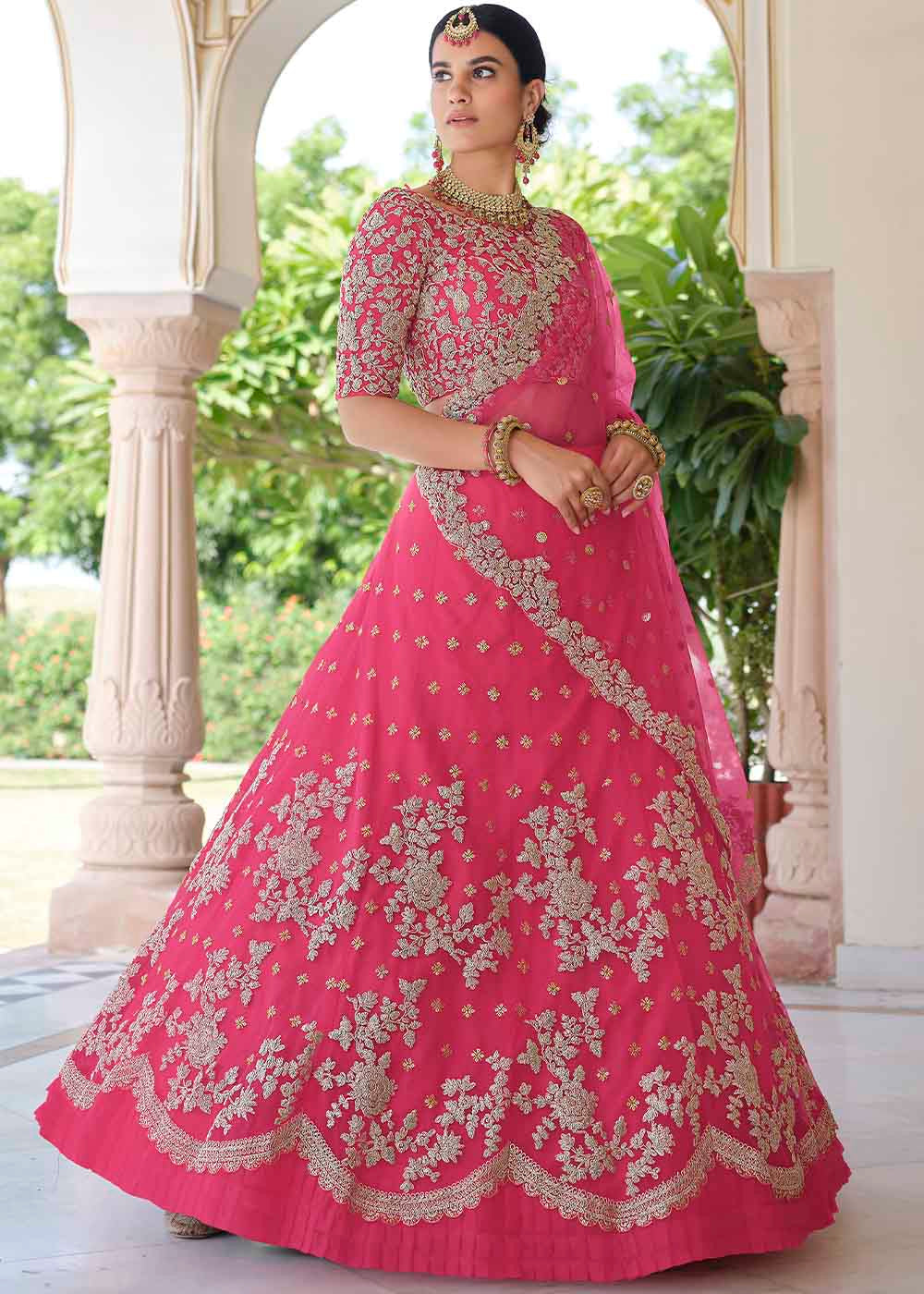 Cabaret Pink Soft Net Designer Lehenga Choli With Dori & Sequins Work