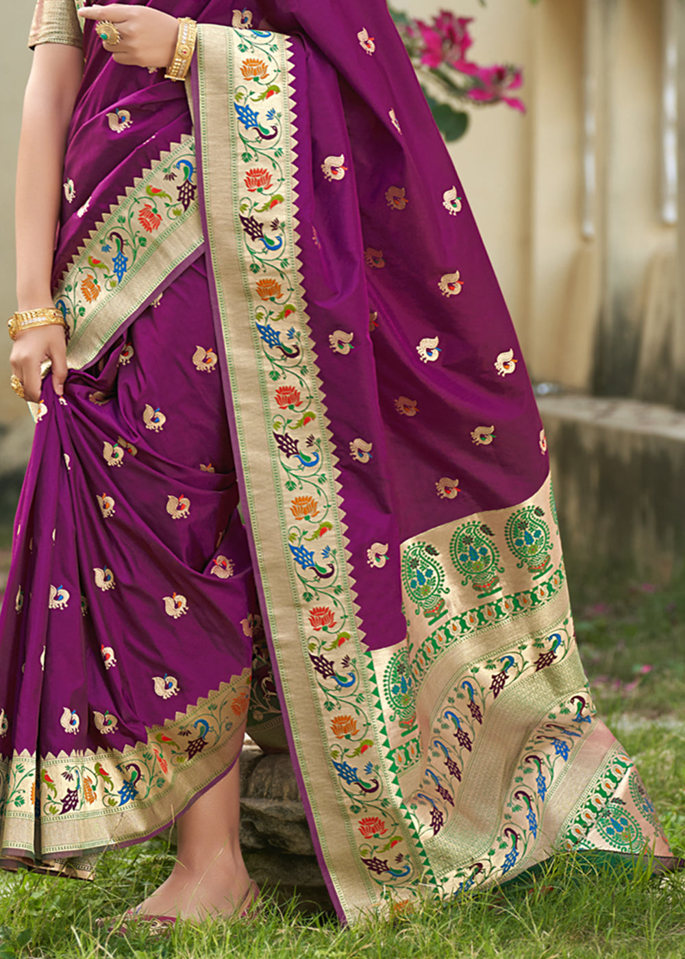 Cosmic Purple Zari Woven Banarasi Paithani Saree