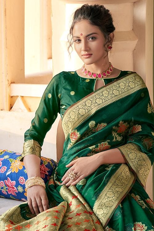 Bush Green Organza Saree