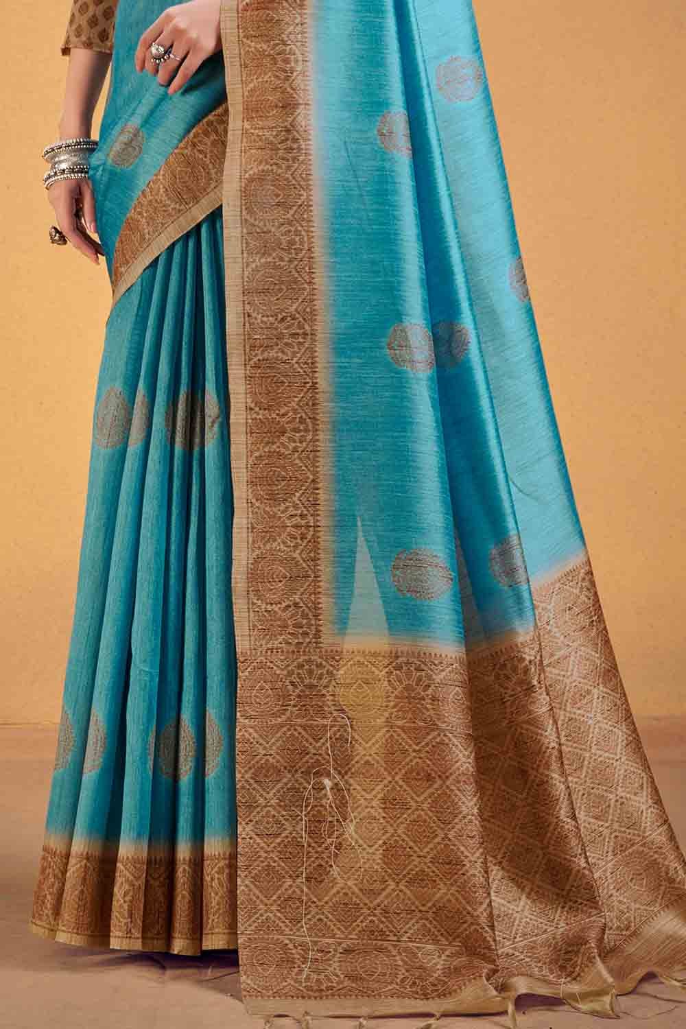 Astral Blue Cotton Silk Saree