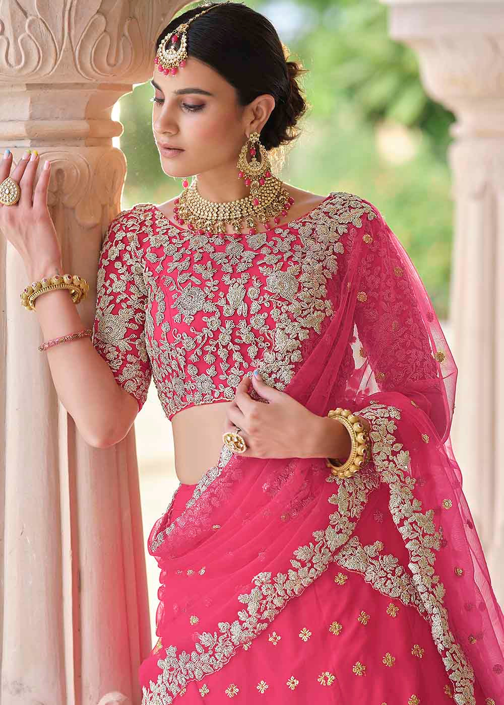 Cabaret Pink Soft Net Designer Lehenga Choli With Dori & Sequins Work