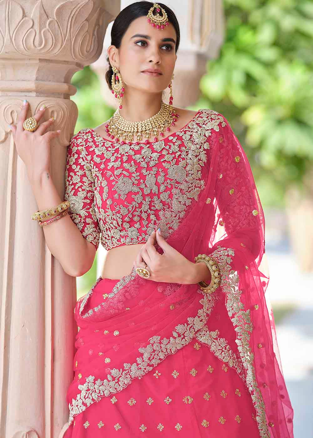 Cabaret Pink Soft Net Designer Lehenga Choli With Dori & Sequins Work