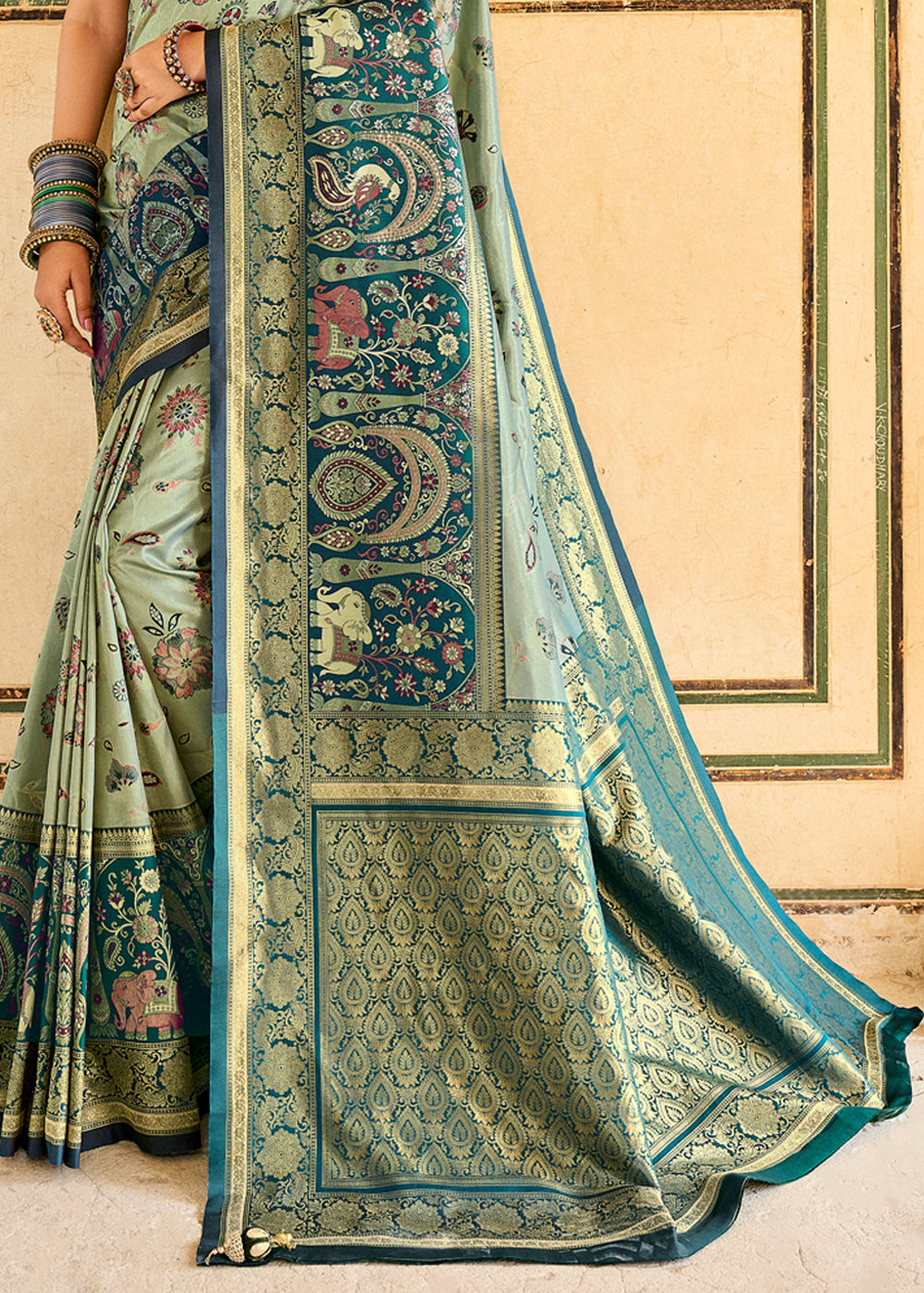 Swamp Green Designer Banarasi Saree