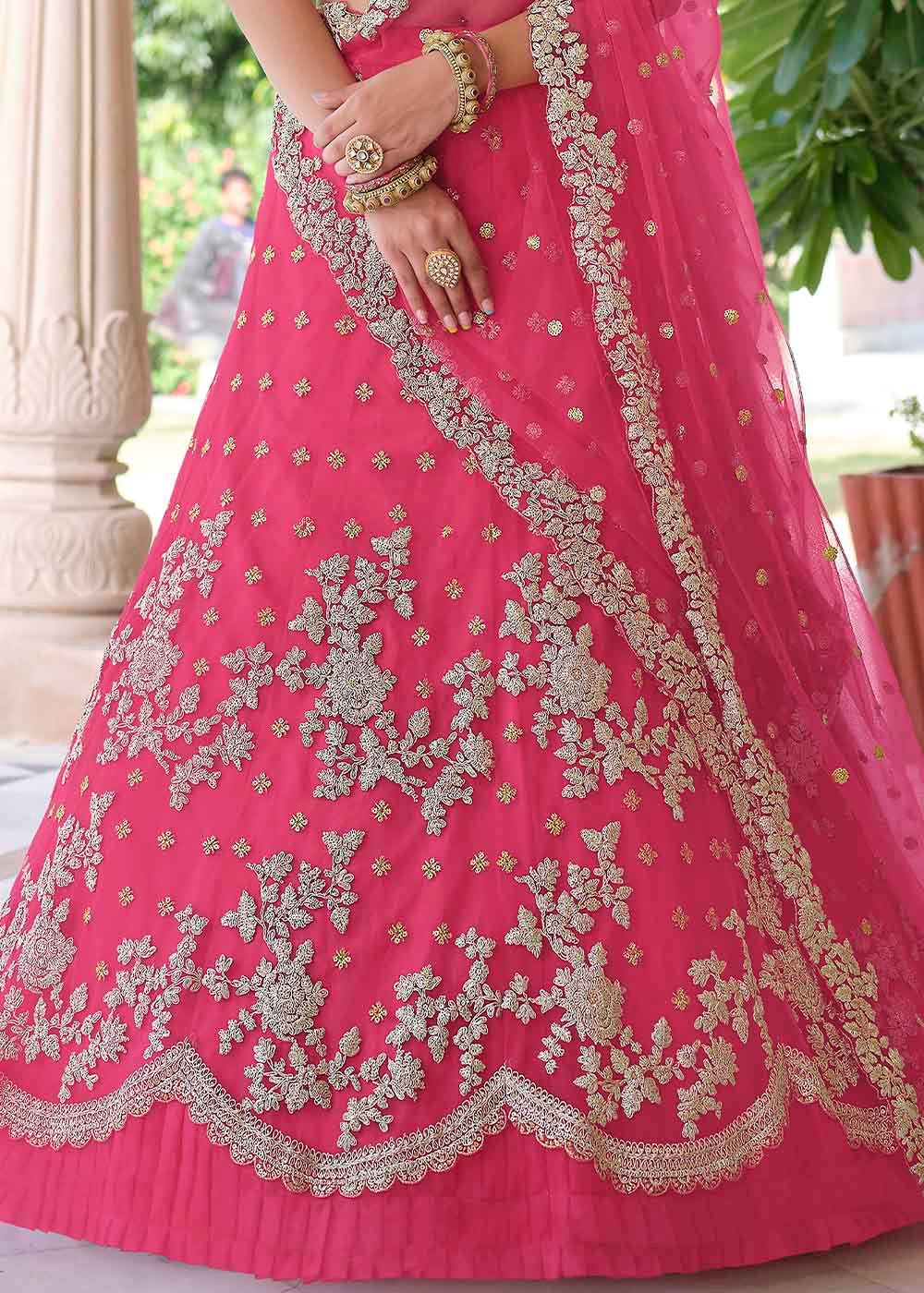 Cabaret Pink Soft Net Designer Lehenga Choli With Dori & Sequins Work