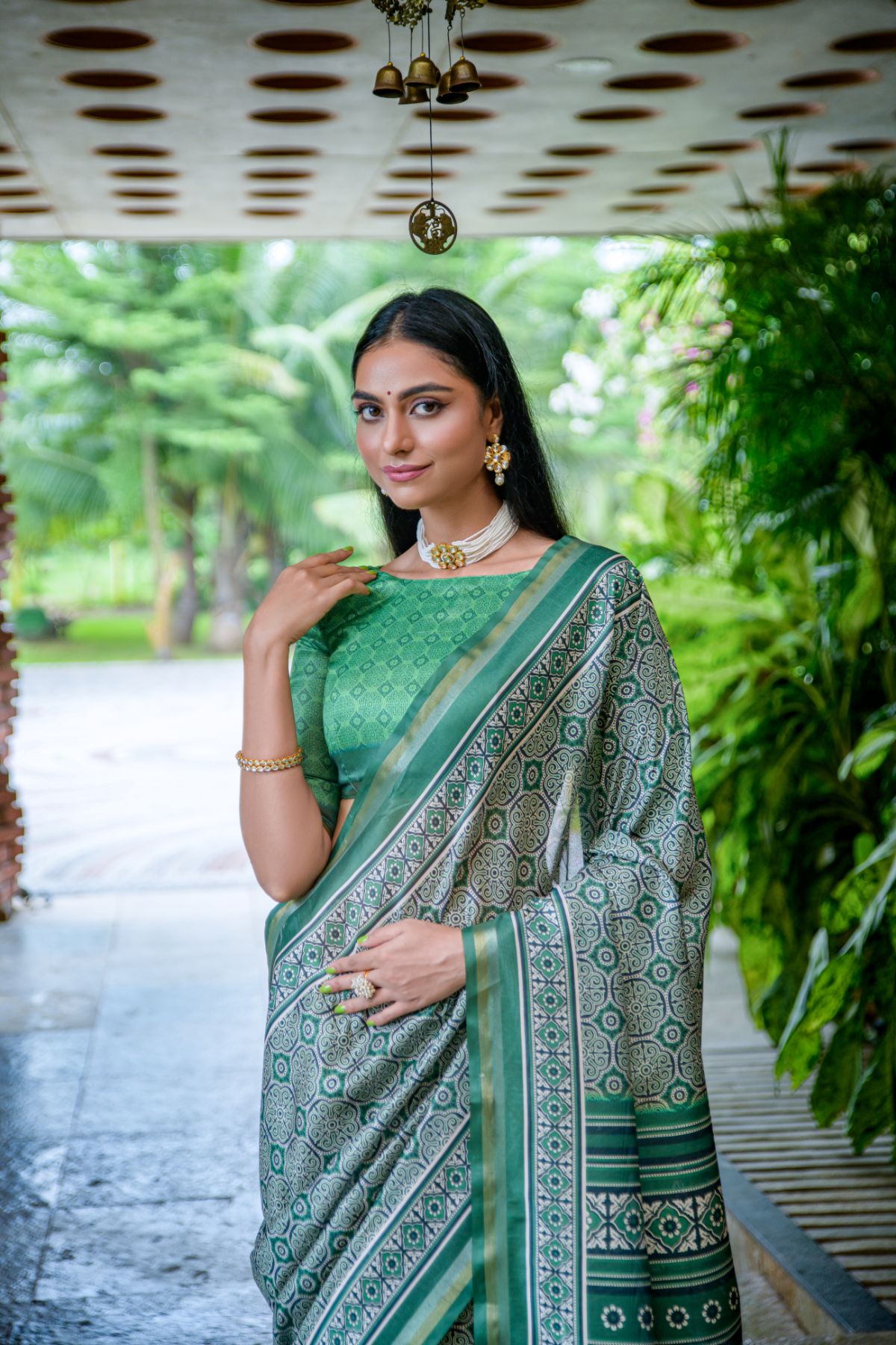 Sea Green Cotton Silk Saree