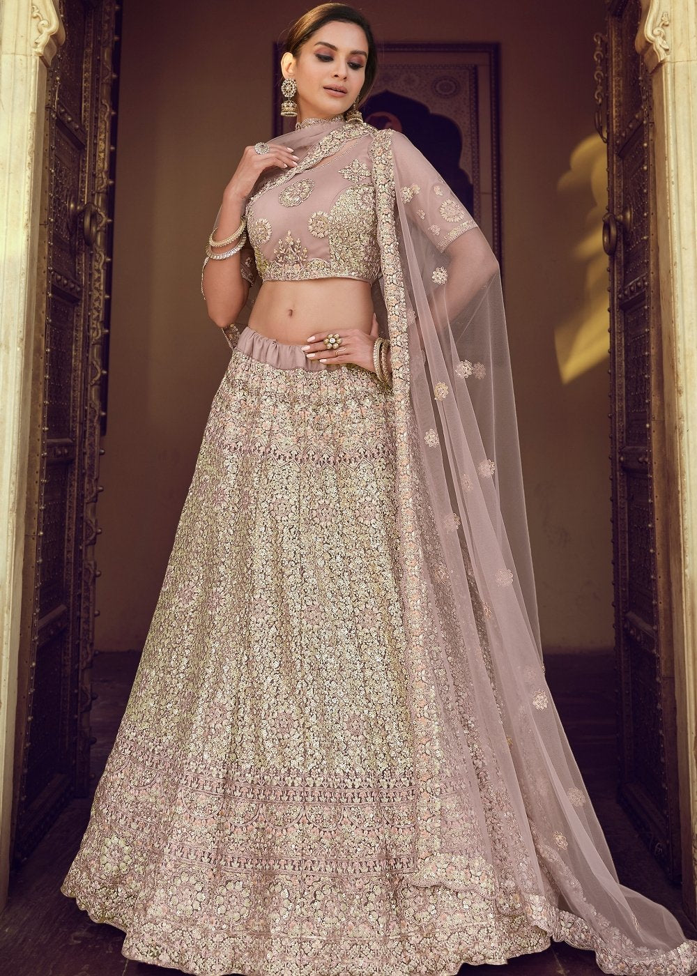 Quicksand Purple Soft Net Designer Lehenga Choli