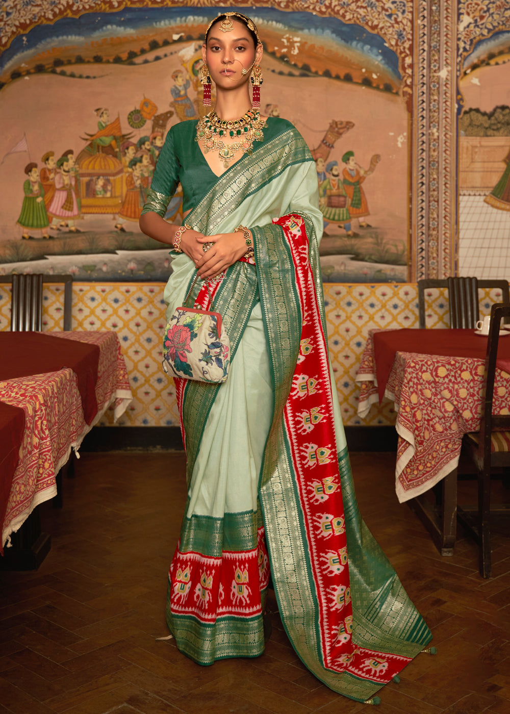 Rainee Green Banarasi Patola Saree