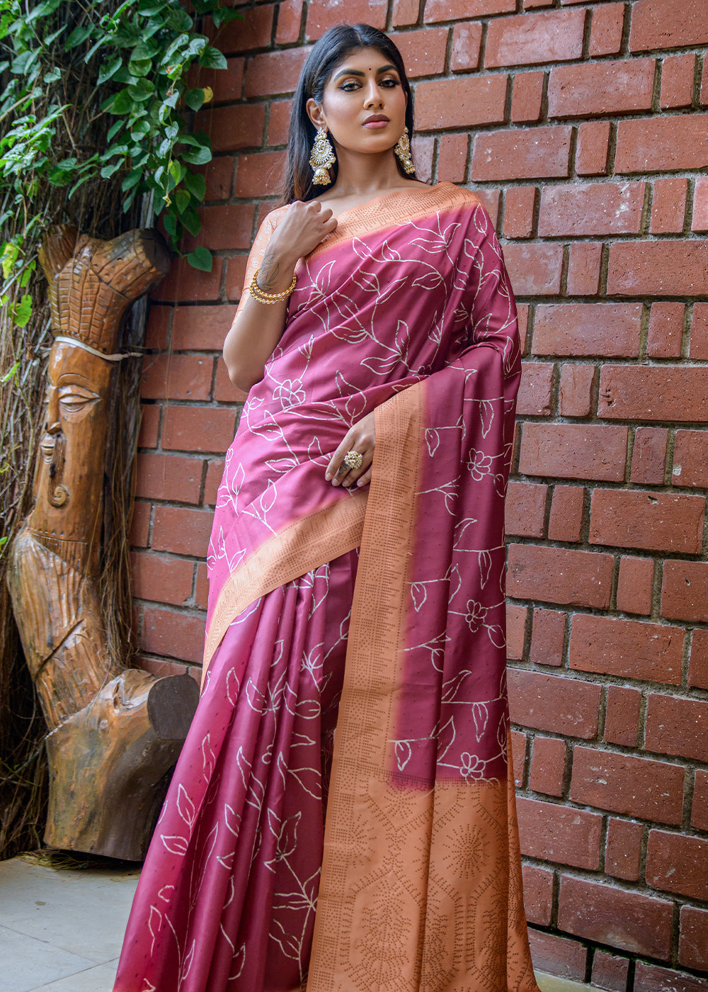 Tapestry Purple Printed Cotton Silk Saree