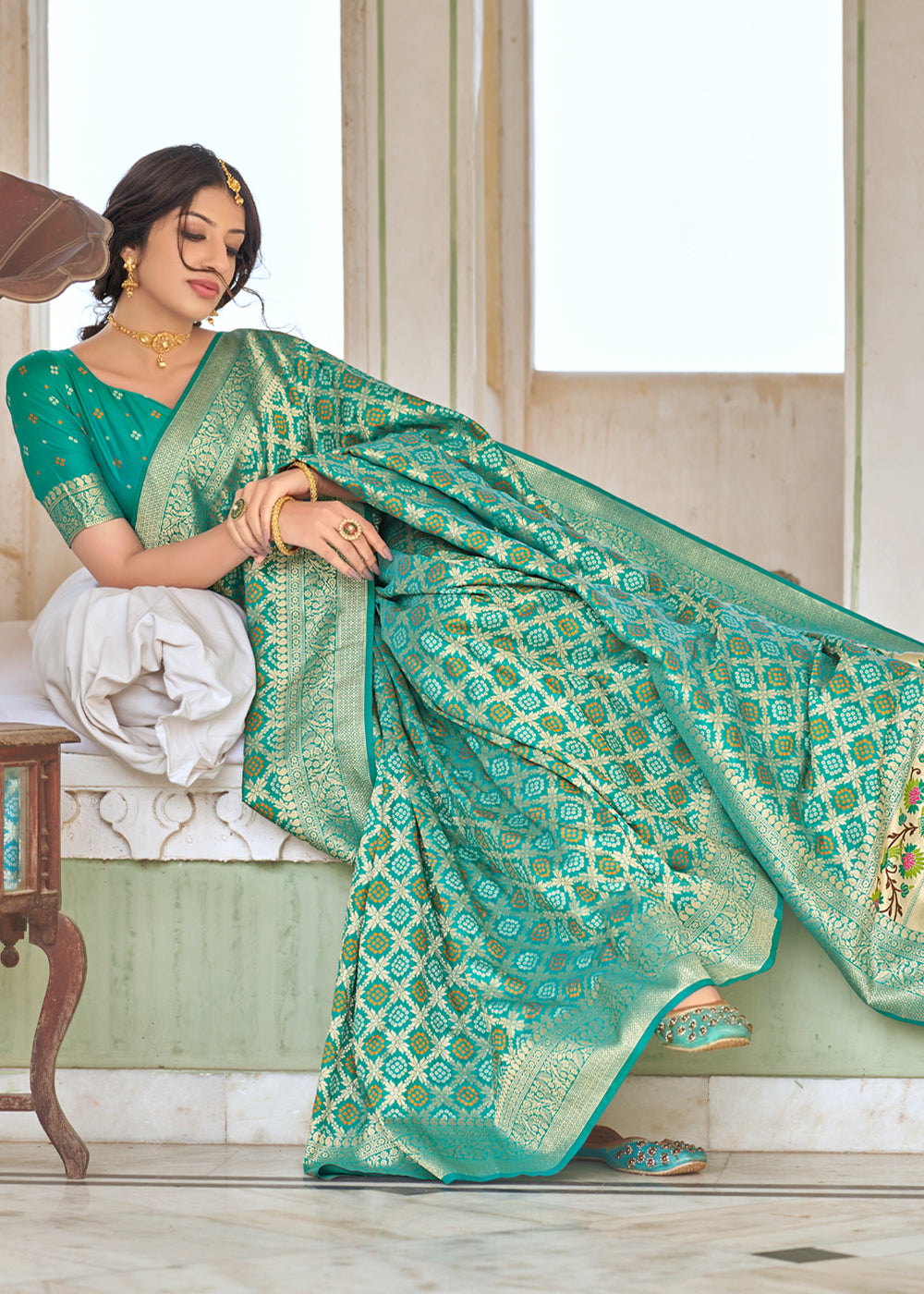 Carlo Blue Zari Woven Banarasi Brocade Saree