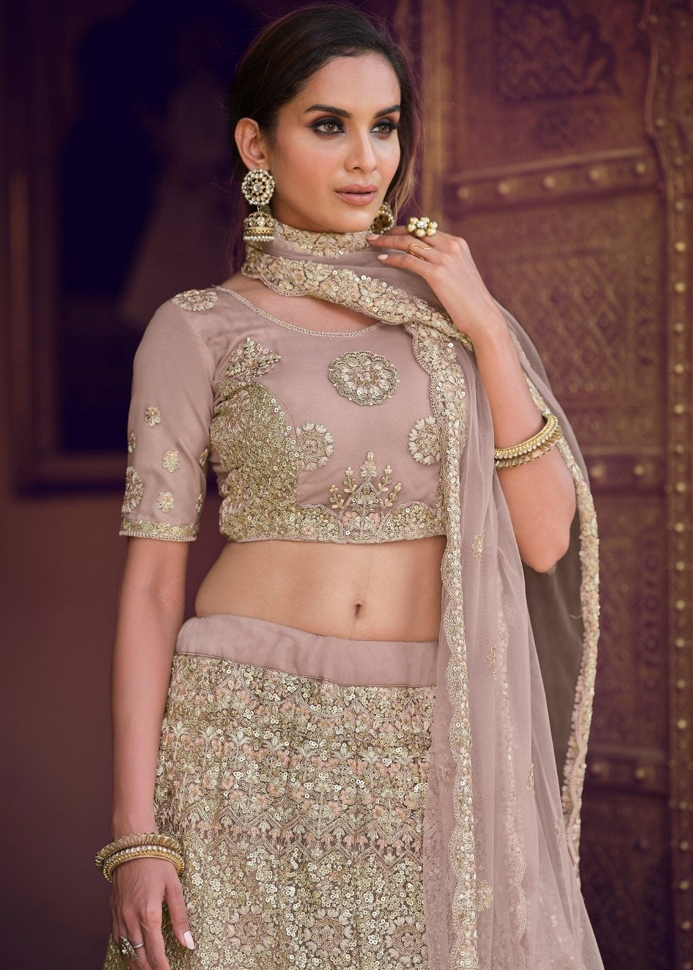 Quicksand Purple Soft Net Designer Lehenga Choli