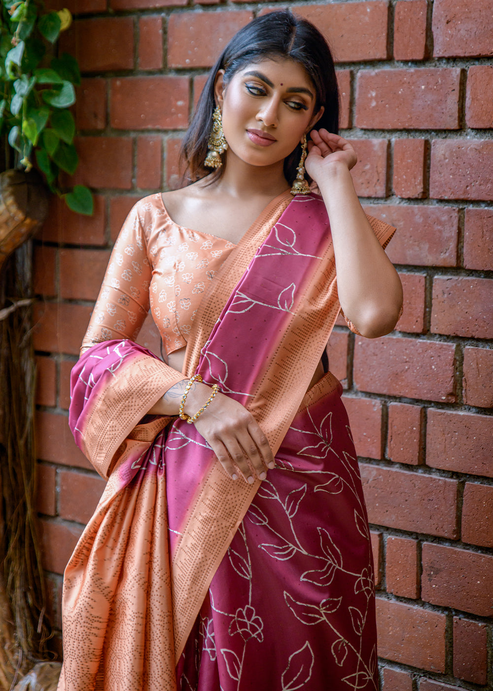 Tapestry Purple Printed Cotton Silk Saree