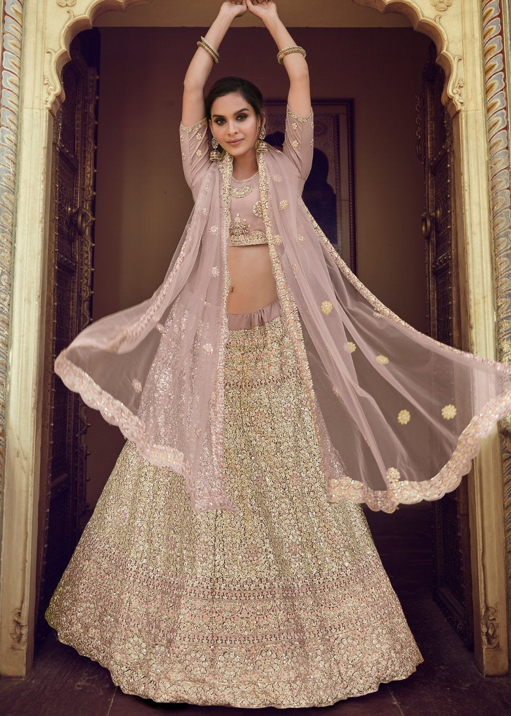 Quicksand Purple Soft Net Designer Lehenga Choli