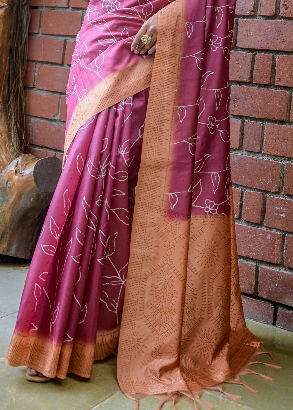 Tapestry Purple Printed Cotton Silk Saree