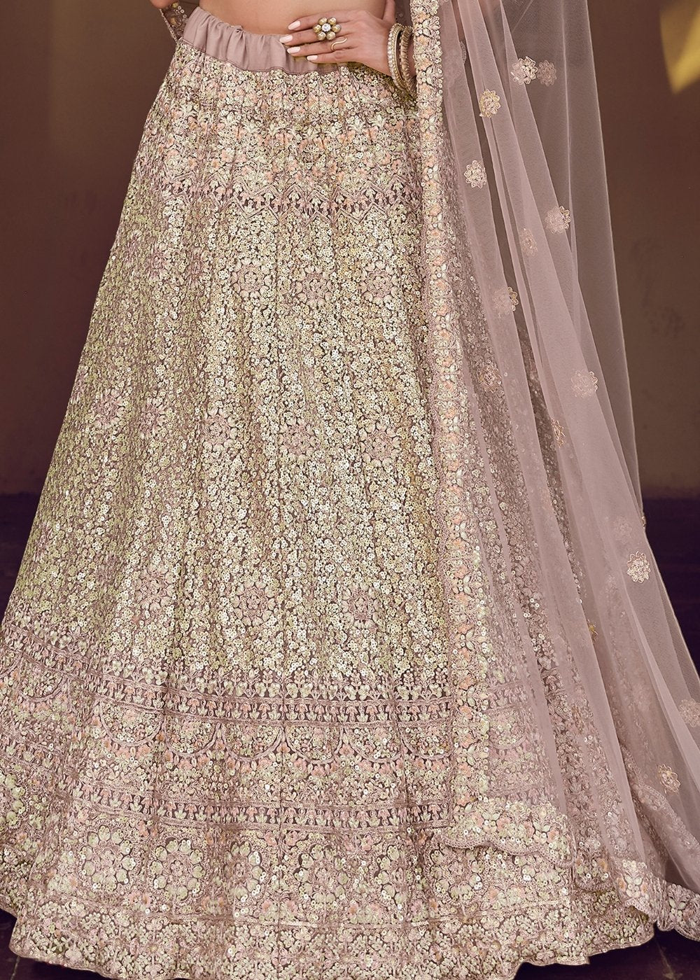 Quicksand Purple Soft Net Designer Lehenga Choli