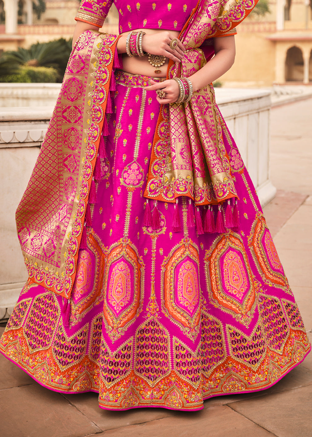 Chestnut Pink Heavy Embroidered Lehenga