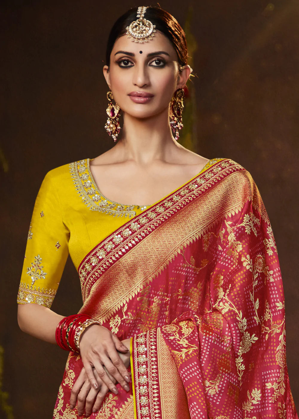 Froly Pink Woven Georgette Designer Saree with Embroidered Blouse