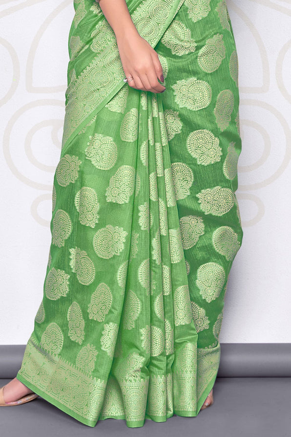 Glade Green Cotton Saree