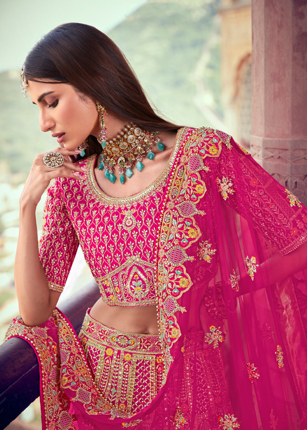 Blush Pink Heavy Embroidered Designer Lehenga