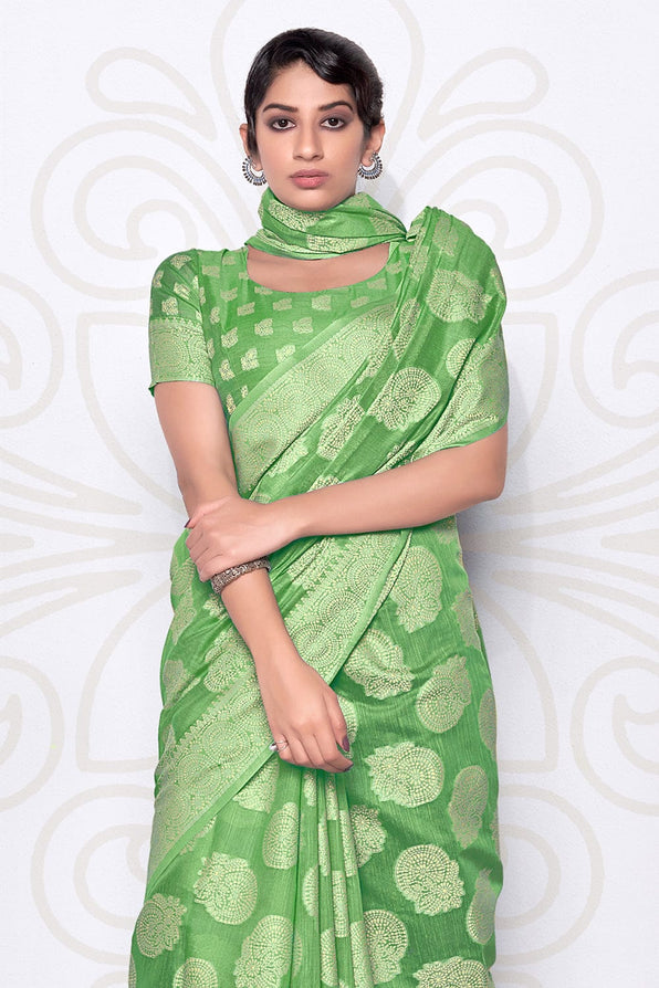 Glade Green Cotton Saree