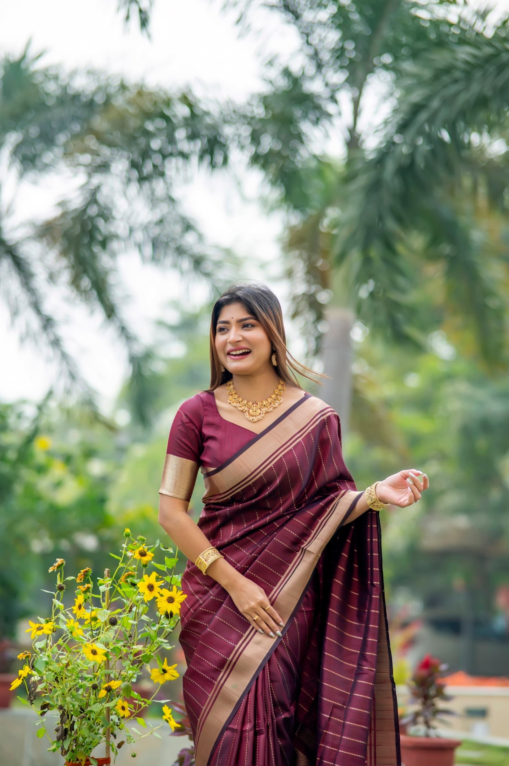 Mystic Maroon Woven Raw Silk Saree