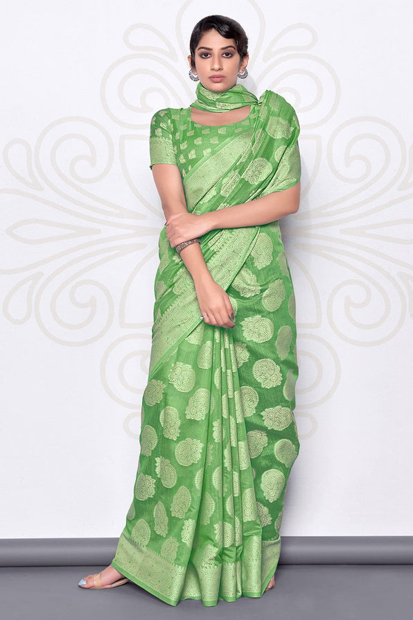 Glade Green Cotton Saree