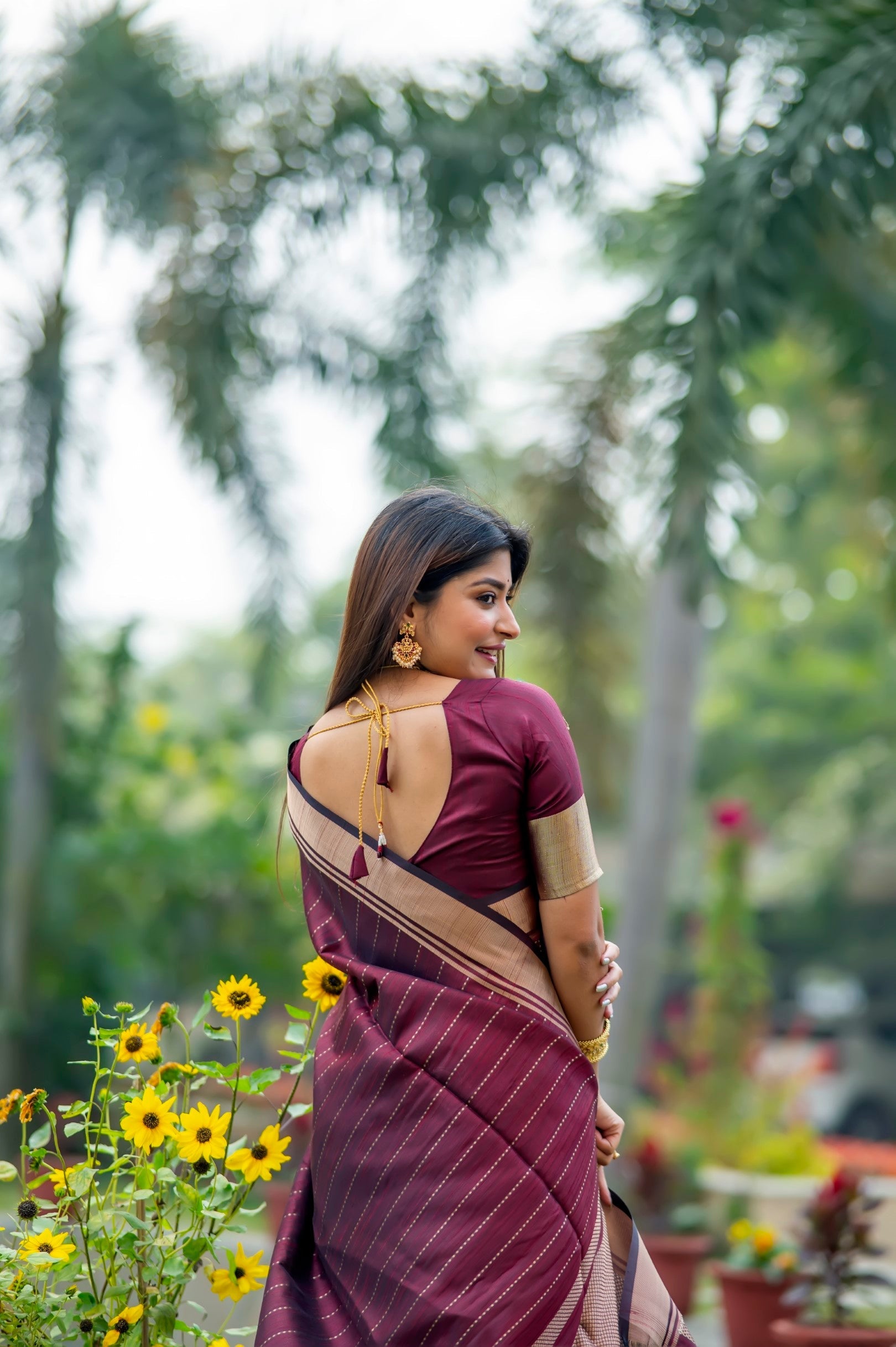 Mystic Maroon Woven Raw Silk Saree