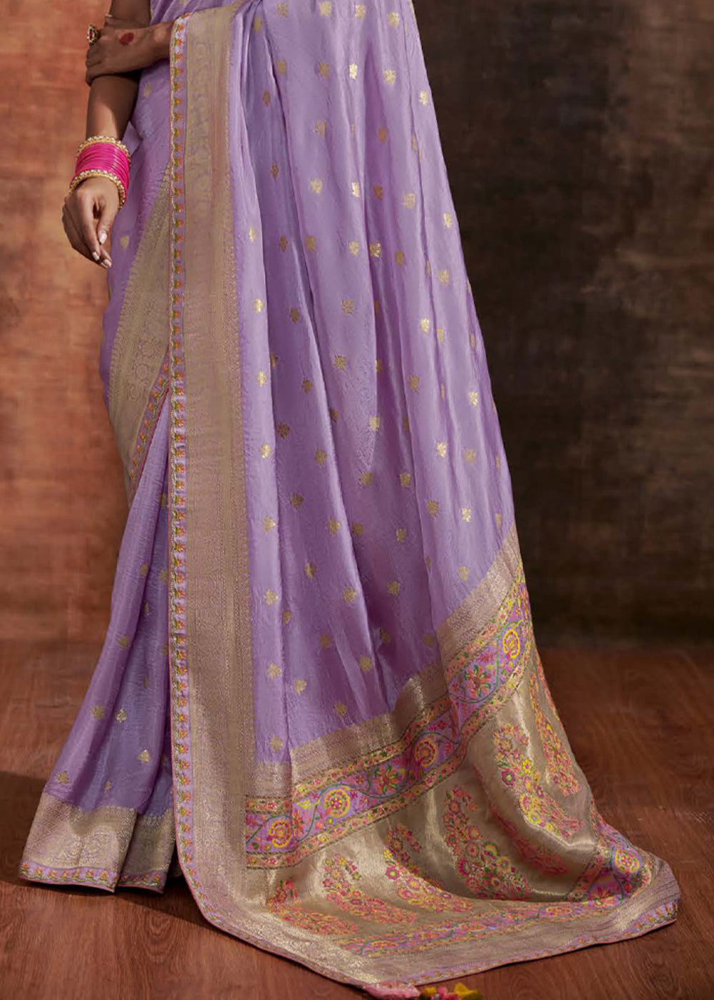 London Hue Purple Woven Banarasi Soft Silk Saree